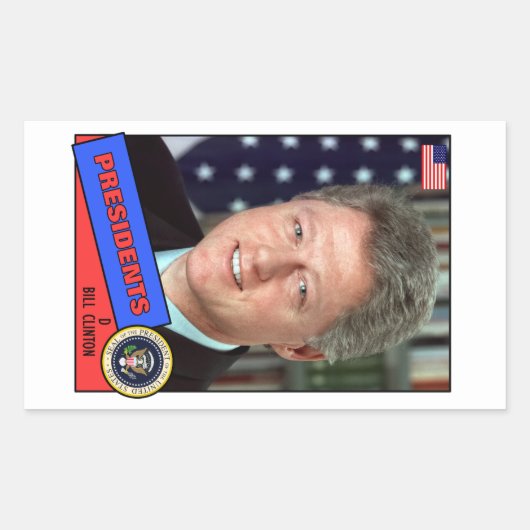 Bill Clinton Baseball Card Rechthoekige Sticker (Voorkant)