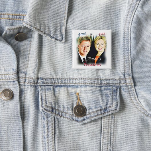 Bill Clinton & Hillary Clinton_ Vierkante Button 5,1 Cm (In situ)