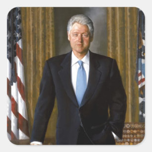 Bill Clinton Officieel Witte Huis Portret Vierkante Sticker