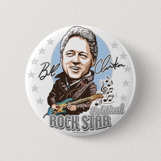 Bill Clinton politieke Rockstar! Knoop Ronde Button 5,7 Cm (Voorkant)