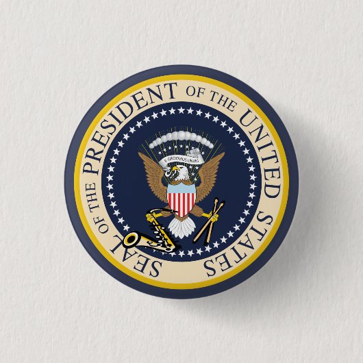Bill Clinton : Presidentiële zegel : Knoop Ronde Button 3,2 Cm (Voorkant)