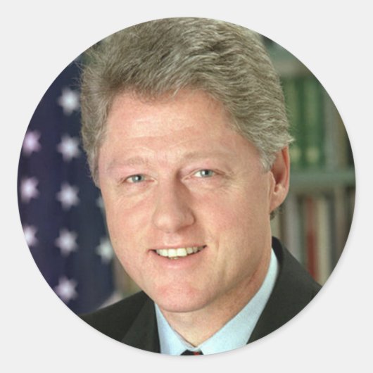 Bill Clinton Ronde Sticker (Voorkant)