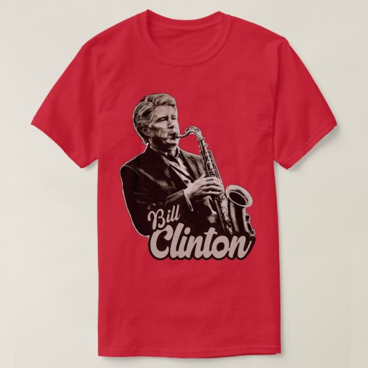 Bill Clinton Saxofoon 90s Originele Fan Art T-shirt (Design voorkant)