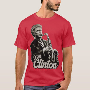Bill Clinton Saxofoon 90s Originele Fan Art T-shirt