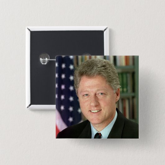 Bill Clinton Vierkante Button 5,1 Cm (Voorkant /achterkant)