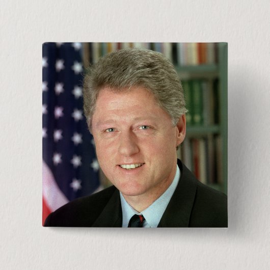 Bill Clinton Vierkante Button 5,1 Cm (Voorkant)