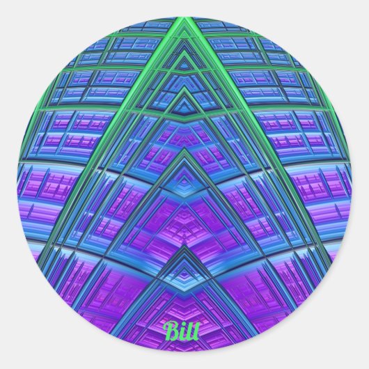 BILL ~ Cool! Groen Paarse blauw geometrisch ~ Ronde Sticker (Voorkant)