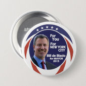 Bill de Blasio NYC Mayor 2012 Ronde Button 7,6 Cm (Voorkant /achterkant)