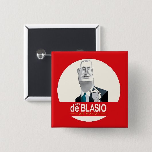 Bill de Blasio NYC Mayor 2013 Vierkante Button 5,1 Cm (Voorkant /achterkant)