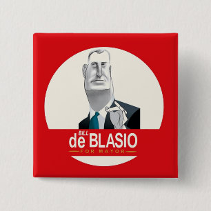 Bill de Blasio NYC Mayor 2013 Vierkante Button 5,1 Cm