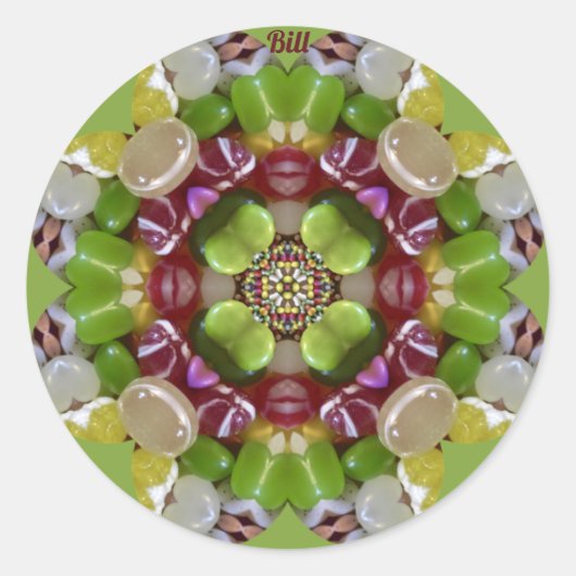 BILL~ EASTER SNOEP JELLY BEANS ~ RONDE STICKER (Voorkant)