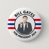 Bill Gates for President 2024 Ronde Button 5,7 Cm (Voorkant)