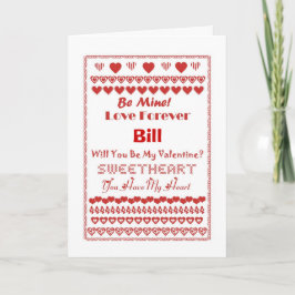 Bill Happy Valentine's Day Hearts Hearts Hearts He Feestdagen Kaart