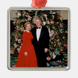 Bill & Hillary Clinton White House Metalen Ornament