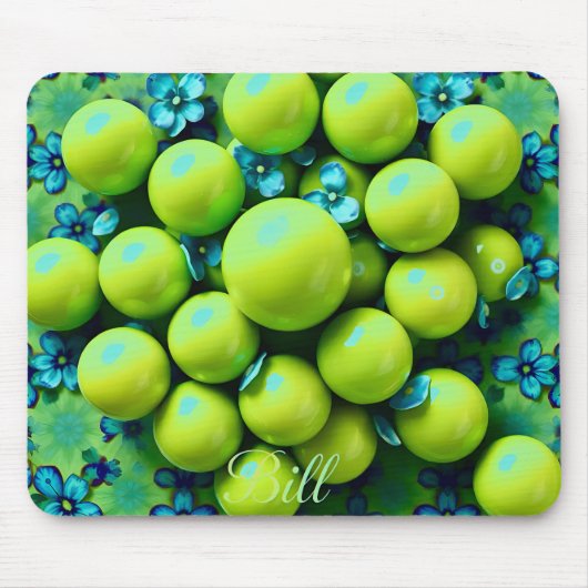 BILL ~ Marbles Patroon ~ Groen en blauw ~ Mousepad Muismat (Voorkant)