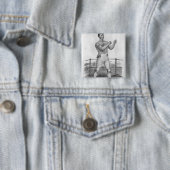 Bill Neat, gegraveerd door Percy Roberts Vierkante Button 5,1 Cm (In situ)