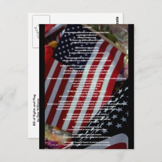 Bill of Rights and Flag Briefkaart (Voorkant / Achterkant)