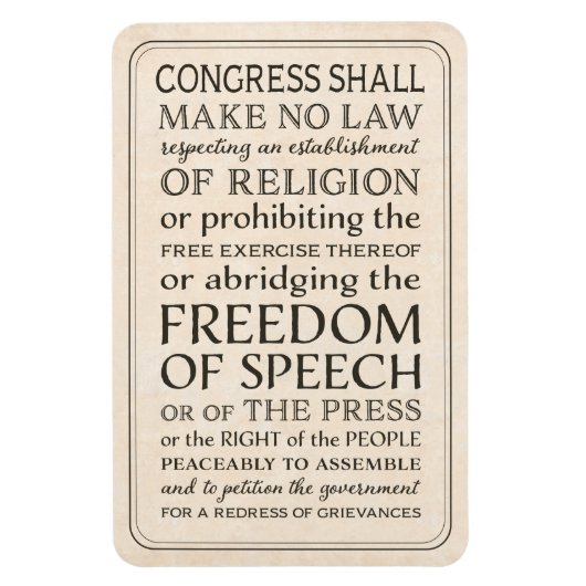 Bill of Rights Vrijheid van meningsuiting en relig Magneet (Verticaal)