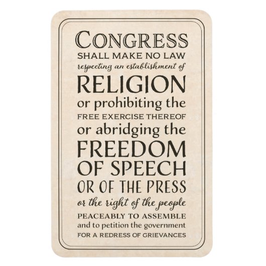 Bill of Rights Vrijheid van meningsuiting en relig Magneet (Verticaal)