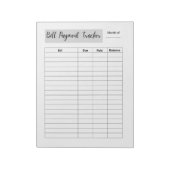 Bill Payment Tracker Notitieblok (Linkerzijde)