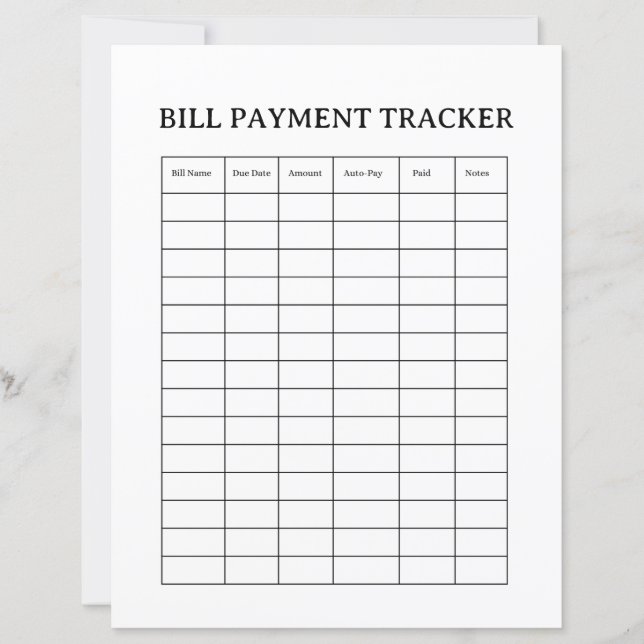 Bill Payment Tracker Template (Voorkant)