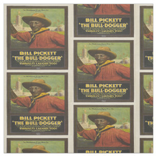 Bill Pickett Black Cowboy Vintage Poster Fabric Stof