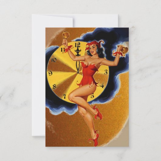Bill Randall nieuwjaarsfeest Pinup Girl Kaart (Voorkant)