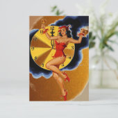 Bill Randall nieuwjaarsfeest Pinup Girl Kaart (Staand voorkant)