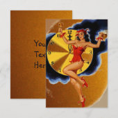 Bill Randall nieuwjaarsfeest Pinup Girl Kaart (Voorkant / Achterkant)