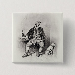 Bill Sykes en zijn hond uit Charles Dickens: A G Vierkante Button 5,1 Cm