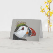 Bill the Atlantic puffin wenskaart Kaart (Gele Bloem)