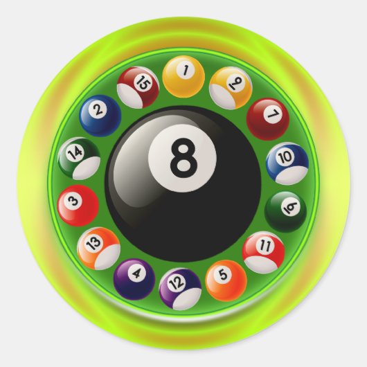 BILLARD BALLS RONDE STICKER (Voorkant)