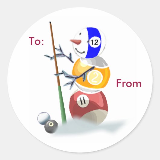 Billards Sneeuwman Kerstpakket Stickers (Voorkant)
