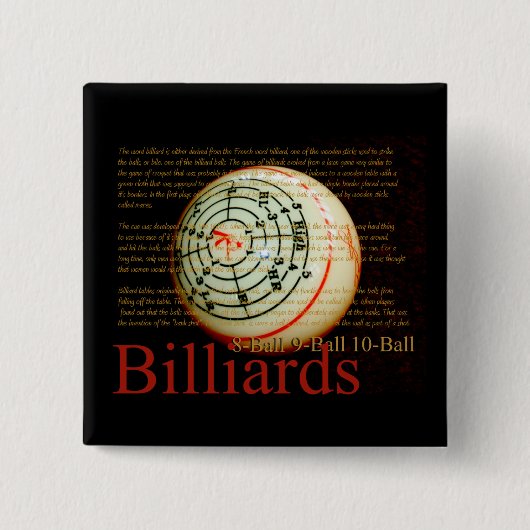 Billards Vierkante Button 5,1 Cm (Voorkant)