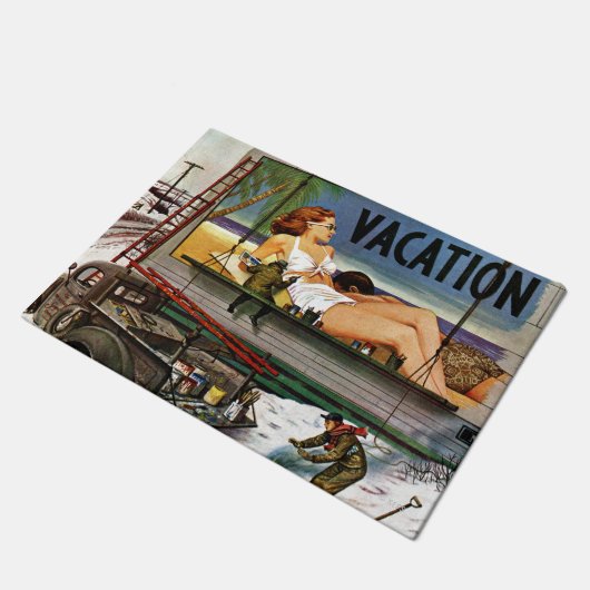 Billboard Painters in Winter van Stevan Dohanos Deurmat (Schuin)