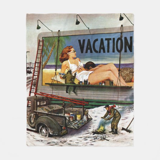 Billboard Painters in Winter van Stevan Dohanos Fleece Deken (Voorkant)