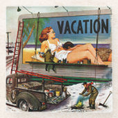 Billboard Painters in Winter van Stevan Dohanos Glazen Onderzetter (Voorkant)