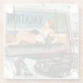 Billboard Painters in Winter van Stevan Dohanos Glazen Onderzetter (Achterkant)