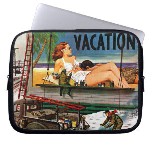 Billboard Painters in Winter van Stevan Dohanos Laptop Sleeve