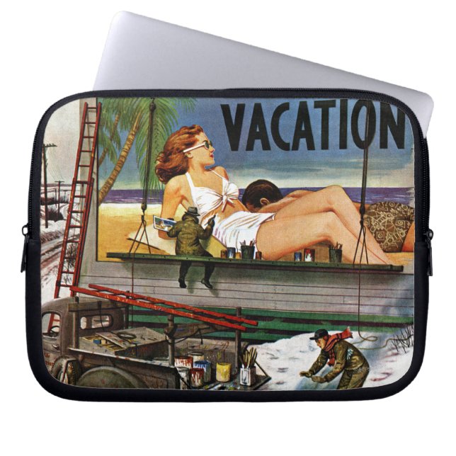 Billboard Painters in Winter van Stevan Dohanos Laptop Sleeve (Voorkant)