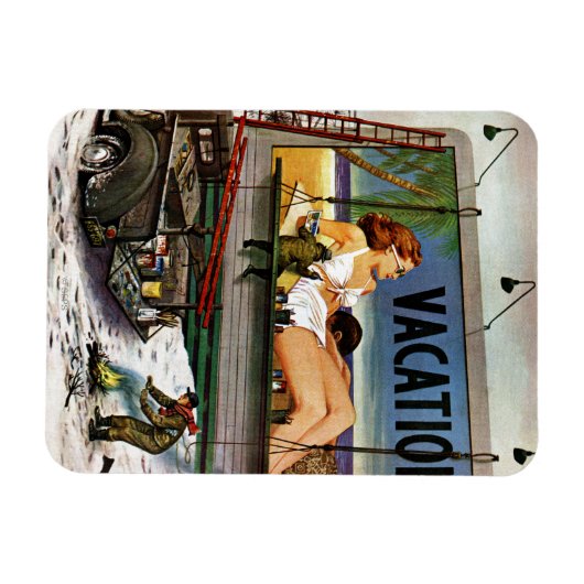 Billboard Painters in Winter van Stevan Dohanos Magneet (Horizontaal)