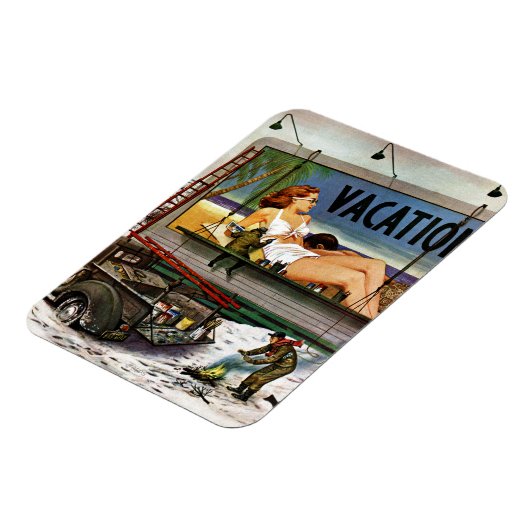 Billboard Painters in Winter van Stevan Dohanos Magneet (Linkerzijde)