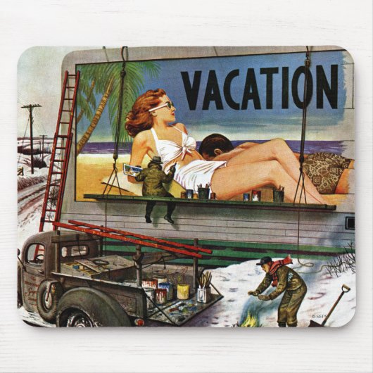 Billboard Painters in Winter van Stevan Dohanos Muismat (Voorkant)