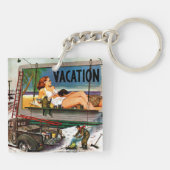 Billboard Painters in Winter van Stevan Dohanos Sleutelhanger (Achterkant)