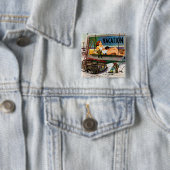 Billboard Painters in Winter van Stevan Dohanos Vierkante Button 5,1 Cm (In situ)