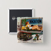 Billboard Painters in Winter van Stevan Dohanos Vierkante Button 5,1 Cm (Voorkant /achterkant)