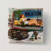 Billboard Painters in Winter van Stevan Dohanos Vierkante Button 5,1 Cm (Voorkant)