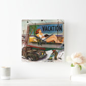 Billboard Painters in Winter van Stevan Dohanos Vierkante Klok (Huis)