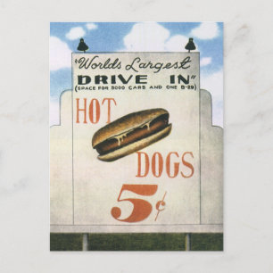 Billboard, werelds grootste drive in hotdogs Briefkaart