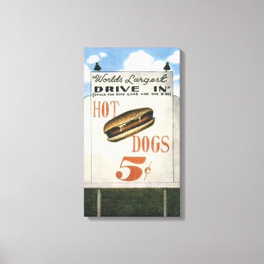 Billboard, werelds grootste drive in hotdogs Canvas Afdruk (Voorkant)